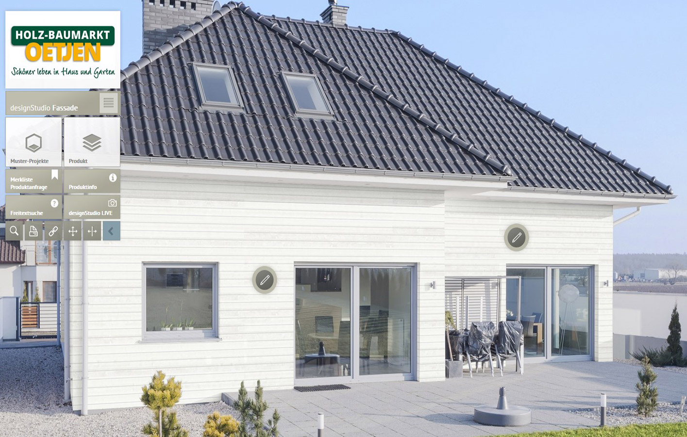 Online Fassade am eigenen Gebäude visualisieren mit dem designStudio Fassade vom Holzmarkt Oetjen